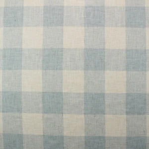 BALLARD DESIGNS BRIELLA CHECK LAGOON BLUE OFF WHITE FABRIC 1 YARD CUT 54"W - Picture 1 of 6