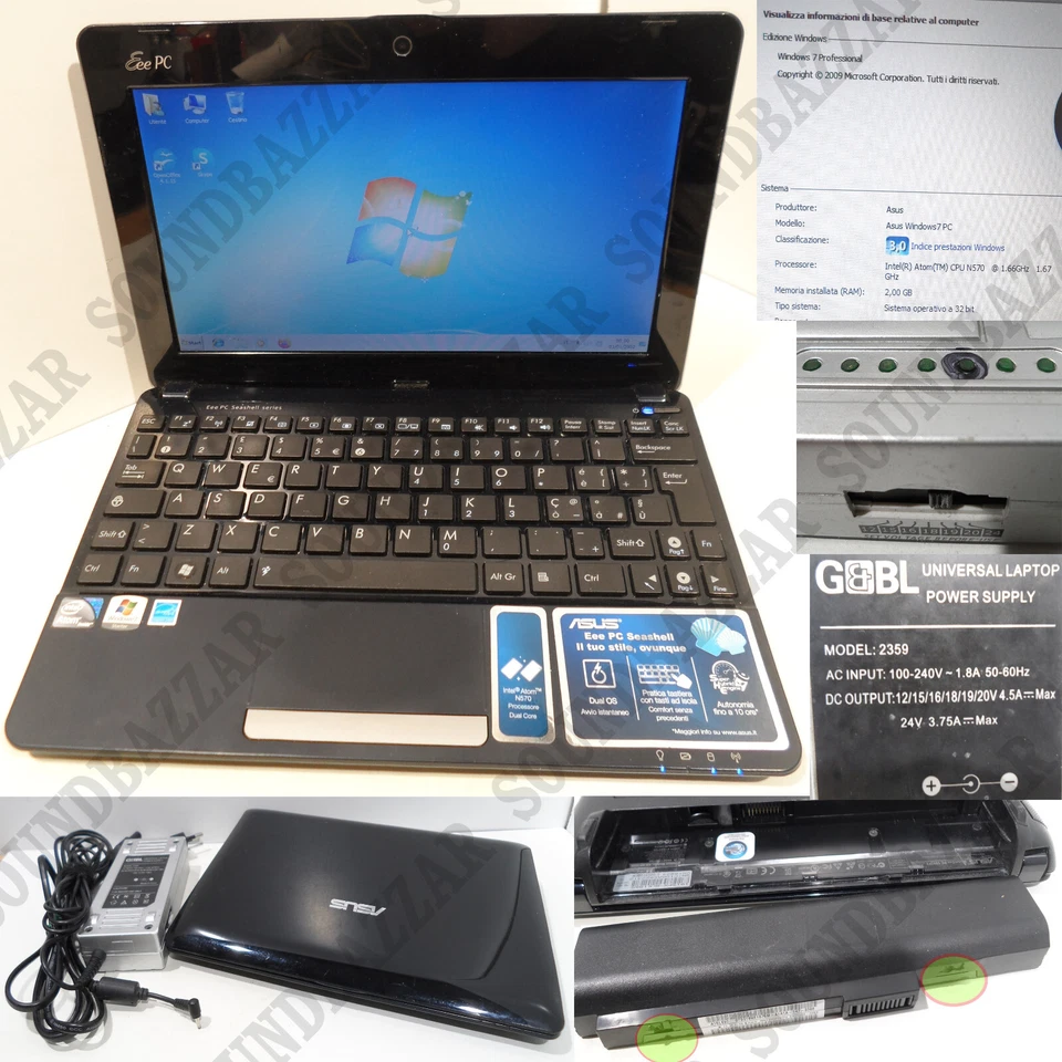 ASUS EEE PC 1015PX COMPLETO DI ALIMENTATORE - Immagine 1 di 1
