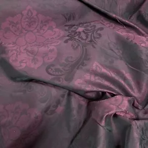 10m Deep Purple Damask Curtain Fabric Upholstery Cushion Sofa Throws Blinds 54" - Picture 1 of 5