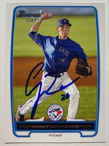 Casey Lawrence Signed Bowman #BP54 2012 Card Toronto Blue Jays Auto MLB RAD