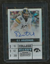 2017 CJ BEATHARD CONTENDERS DRAFT ROOKIE TICKET CRACKED ICE 13/23 AUTO VARIATION