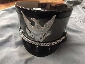 MARCHING BAND HAT-In Original Box-BLACK  WITH  SILVER EAGLE - Picture 1 of 6