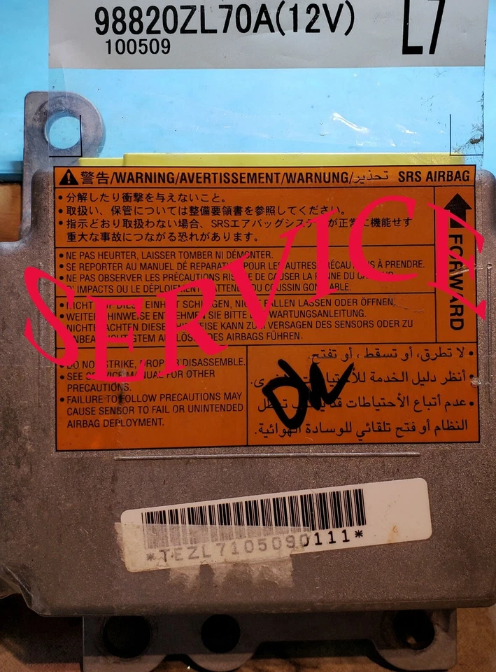 Nissan Frontier Aribag SRS 2011 módulo servicio, restablecimiento, reparación 98820 ZL70A Foto 1 de 1