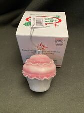 Vintage Christmas Bronners Pink Cupcake With Crystals And Glitter  NWT Ornament