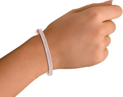 Juego de 3 filas de pavé de circonitas cúbicas brazalete de tenis enchapado en oro de 14 quilates de ley Foto 1 de 4