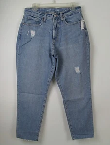 Old Navy Jeans Womens 12 Curvy OG Straight High Rise Alma Light Worn Cutoff NWT - Picture 1 of 7