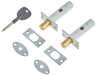2x Door Security Mortice Rack Star Bolts *+1 KEY* WHITE +++ HIGH QUALITY