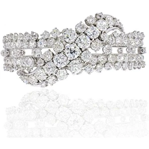 Exquisite 45.99CT Round Cut White Sapphire Prong Set Engagement Cuff Bracelet - Picture 1 of 8