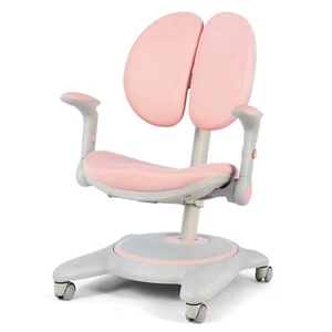 COSVALVE Pink/Gray Kid Study Chair Height Depth Adjust Ergonomic BoyGirl w/Wheel - Picture 1 of 25