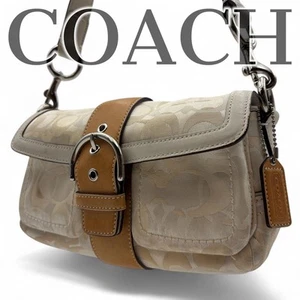 Coach Soho Shoulder Bag Signature Canvas Flap 279 white beige for women fashion - Picture 1 of 12