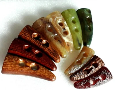 Duffle coat toggle button 2 hole horn imitation boar traditional button... - Image 1 of 2