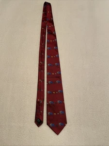 Ben Silver Elephant Red 100% Silk Tie Made In England Animals Men’s Necktie - Picture 1 of 6