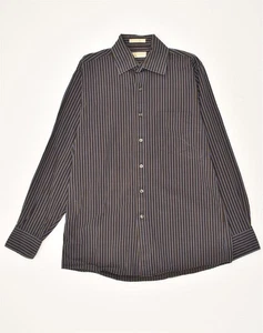 MICHAEL KORS Mens Shirt Medium Brown Striped Cotton UT09 - Picture 1 of 5