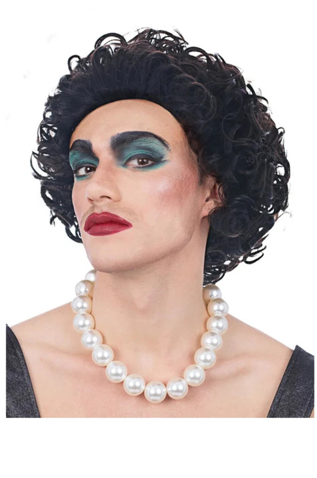 Rocky Horror Show Frank N Furter Perücke Kurz Dunkelbraun Gelockt Kostüm Perücke - Bild 1 von 1