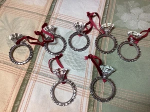 7 ADORNOS ANILLO DIAMANTE TONO PLATA ESTRÁS CRISTAL BODA ACENTO NUPCIAL - Imagen 1 de 5