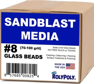 Sandblasting Media Glass Beads #8 Medium 70-80 Grit (10 LBS) for Sandblaster ... - Picture 1 of 5