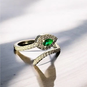 Sterling Silver Cubic Zirconia Snake Ring - NEW - Picture 1 of 5