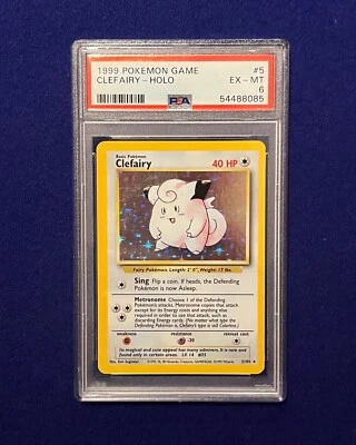 PSA 6 Clefairy Holo Base Set #5 Unlimited Pokemon 1999  - Image 1 of 2