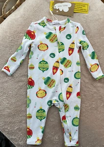 NWT Angel Dear Baby Christmas Ornament Romper White 0-3 Months One Piece Bamboo - Picture 1 of 3
