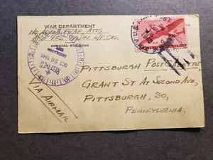 APO 925 FORT McKINLEY, LUZON, P. I. 1945 Army Cover ADVON FEAF Officer's Mail - Picture 1 of 2
