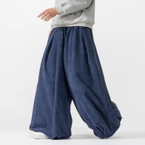 Men Vintage Corduroy Casual Pants Large Size Loose Hip Hop Baggy Trouser Classic - Picture 1 of 19