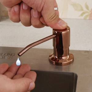 Rose Gold Kitchen Liquid Soap Dispenser Plastic Bottle Stainless Steel One Hole - Picture 1 of 10