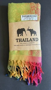 Thailand 100% Silk & Cashmere Pashmina Wrap Shawl - Picture 1 of 2