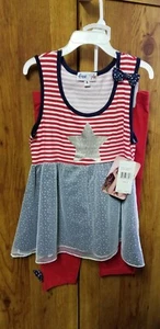 ☆*NWT* Girls- FREESTYLE Size 6, 2pc Patriotic Star Tunic/Dress & Legging Set☆ - Picture 1 of 5