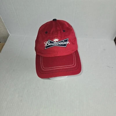 Budweiser Hat Adjustable Strapback Red Blue Trim Anheuser Busch - Image 1 of 4