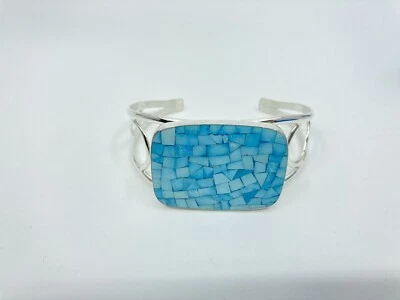 Jay King Mine Finds 睡美人马赛克绿松石袖口手链 7 英寸全新带盒 432977 — 第 1/4 张图片