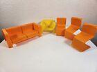 1973 Barbie Furniture 5 Piece LOT  Sofa Lounge Chair S-Chairs Mattel Vintage