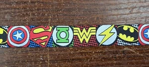 Jacquard 7/8" Superhero Batman Superman Green Lantern Ribbon - 2 YARDS + 14" - Picture 1 of 2