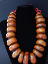 LARGE AFRICAN BERBER RESIN BEADS ETHNIC NECKLACE FROM MOROCCO