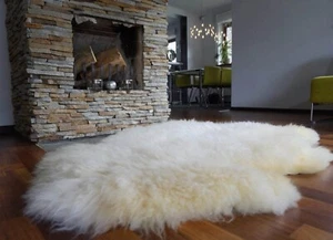 Alfombra Original Grande Blanca Natural Piel de Oveja Alfombra Exclusiva 46" x 26" Ch - Imagen 1 de 6