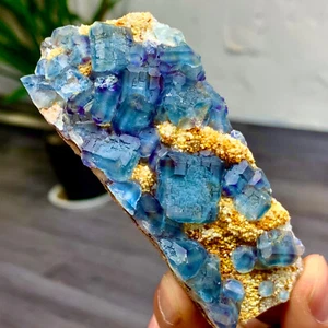 155G Rare transparent blue purple cubic fluorite mineral crystal sample/China - Picture 1 of 24