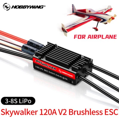HOBBYWING Skywalker 120A V2 Brushless ESC 8.4A/30V Switch BEC for RC Airplane - Image 1 of 4