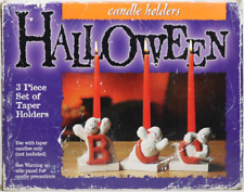 VTG Halloween Ghost Boo Candle Taper Holders 3 Piece Set FREE SHIPPING! *READ*