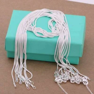 10PCS Wholesale 925 Silver Plated 1MM Snake Chain Necklace XXDC08 - Picture 1 of 20