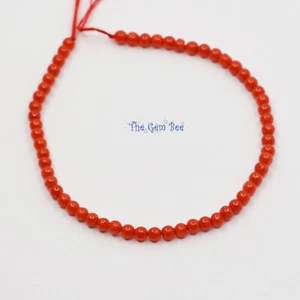 2.5mm AAA Top Grade Italian Sardinia Undyed Tomato Red Seed Coral Round Bead 5" - Picture 1 of 7