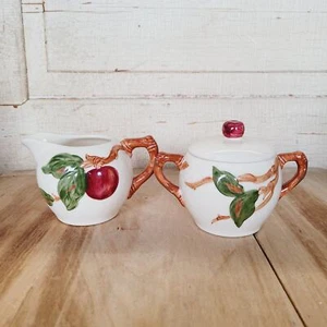 1940s Vintage Franciscan Ware Apple Pattern Creamer and Sugar with Lid - Picture 1 of 6