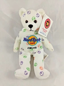Hard Rock Cafe Bear Plush Peace Chicago 8 Inch Herrington Teddy Bears Stuffed - Picture 1 of 5