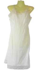 Vintage Encore Barbizon Womens Full Slip Crepe 14 S Nightgown Lace & Embroidery - Picture 1 of 10