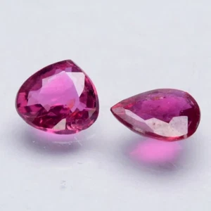 ๐ GLC 0.52ct Pair 2pcs Pear Red Purplish Red Ruby - Unheated, Myanmar Gem - Picture 1 of 5