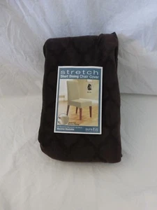 Sure Fit Stretch Marakesh Chocolate Short Dining Chair Slipcover NIP - Picture 1 of 5