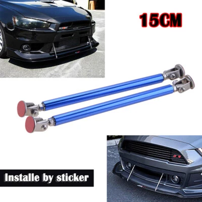 Blue Adjust Front Bumper Lip Splitter Strut Rod Tie Support Bar For Honda 6"-8" - Image 1 of 4