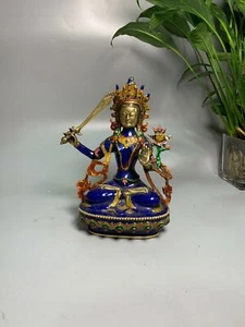 8.4'' Chinese Cloisonne copper Kwan-yin Guanyin Statue Brass Buddha Statue - Picture 1 of 8