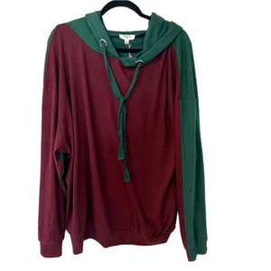 Maglione donna Umgee manica lunga 2 toni colorblock con cappuccio taglia L nuovo con etichetta - Foto 1 di 8