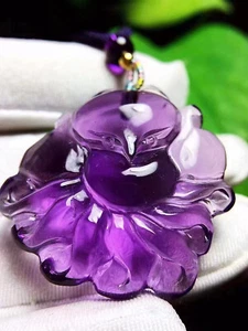 A++16.2gNatural Amethyst Sphere crystal Gemstone quartz Nine-tailed fox Pendant - Picture 1 of 5