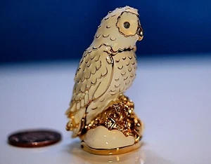 PERFUME BOTTLE ESTEE LAUDER Enamel Glistening OWL Solid Figure - Picture 1 of 11