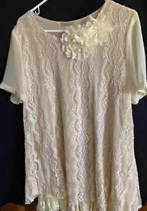 Gorgeous Layered Lace Cream Dress SIMPLY COUTURE Sz XL - Picture 1 of 12
